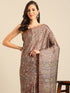 Women Brown Cotton Saree With Un Stitched Blouse